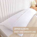 Nanko Body Pillow Case Cover 1 Pack 20x54 with Zipper, White Tufted Jacquard Boho Soft Shabby Chic Microfiber Long Decorative Pillow Covers/Pillow Shams, Comfortable Body Pillowcase for Women Men