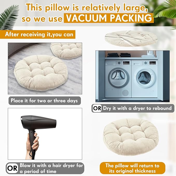 Jerify Floor Pillow Cushions Large Round Square Large Meditation Floor Pillow for Classroom Adult Meditation Picnic Party Seating Learning Daycare School(Round,Beige,6 Pcs)