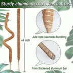 2 Pack 48'' Bendable Moss Pole for Monstera & Pothos - Tall Handmade Coco Coir Plant Support Stakes for Large Climbing Indoor Plants, Potted Houseplant Trellis Accessories
