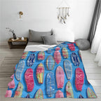 Hawaii Throw Blanket Soft Flannel Blanket 60"x50" in Bed Blanket Home Decor for Room Sofa Couch All Season