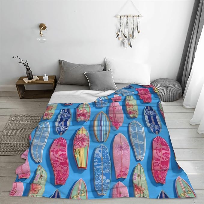 Hawaii Throw Blanket Soft Flannel Blanket 60"x50" in Bed Blanket Home Decor for Room Sofa Couch All Season