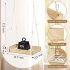 Novabright 2 Pcs Window Hanging Plant Shelf with Macrame Adjustable Rope, 16" Large Wooden Plant Hanger Indoor with Metal Frame, Load 50lb, Suit for Window Ceiling Wall Mount Boho Decor