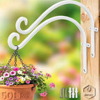 Hanging Plant Brackets Outdoor: 50lbs Weight Capacity - Hanging Plant Hangers Wall Hooks 2 Packs, 12-Inch Wall Mount Brackets for Bird Feeder, Flower Baskets, White