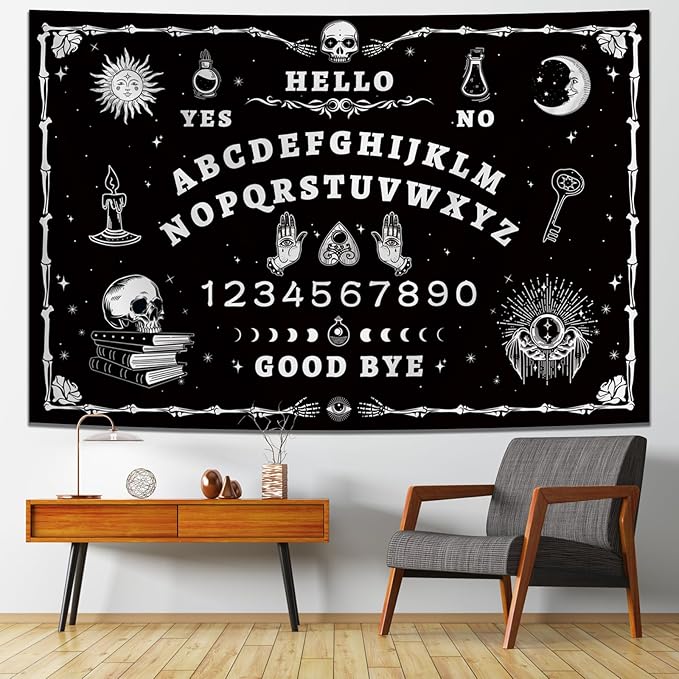 Atrippy Halloween Gothic Grunge Room Decor, Skull Tapestry for Bedroom,Goth Witchy Dark Aesthetic Home Decor,Small Skeleton Vintage Black and White Emo Wall Decor (24" X 36")
