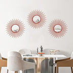 3 Pack Metal Mirrors for Wall Sunburst Wall Mirrors Home Décor Decorative Hanging Wall Art for Living Room Bedroom Entryway (Red, Sunburst)