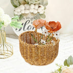 TEHAUX Hand Woven Hanging Basket for Kitchen Storage Lightweight Wall Mounted Rattan Style Organizer 7.08X5.90X5.11 Inches Space-Saving Container for Household Sundries