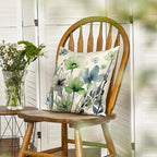 AVOIN colorlife Poppy Flowers Chinoiserie Fall Throw Pillow Cover, 18 x 18 Inch Blue Sage Green Seasonal Leaves Cushion Case Decoration for Sofa Couch Farmhouse