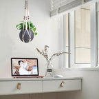Handmade Macrame Plant Hanger with 2PCS Hooks, Elegant Hanging Plant Holder for Indoor Outdoor Plants, Sturdy Hanging Planters with No Tassel, 33 Inch, Ivory