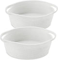 ABenkle Small Basket with Handles, Boho Decorative Rope Woven Dog Cat Toy Storage Bin Shelf Storage Organizer, Easter Christmas Gift Basket, 12"x8"x5", 2 Pack