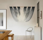 Jakalin Macrame Wall Hanging Black And White Dip Dyed Large Fiber Wall Art Macrame Wall Decor Boho Bedroom Living Room Wall Decor,59" W x 33" L