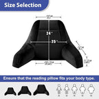 Reading Pillows for Sitting in Bed Adult, Back Pillow for Bed Sitting Up, Backrest Pillows with Shredded Foam for Adult&Teens, Support Pillow with Arms for Beds, Couch, Floor, 24in, Black