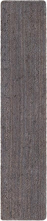 Unique Loom Braided Jute Collection Area Rug - Dhaka (1' 2" x 6' 1" Table Runner, Gray)