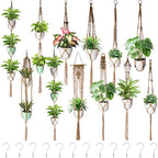 SATINIOR 12 Pcs Macrame Plant Hangers Handmade Boho Hanging Planters 12 Different Tiered Designs with 12 Hooks for Flower Pots Indoor Outdoor Decorative Wall Hanging Baskets for Home(Classic,Burlap)