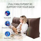 WOWMAX 80% Cotton & 20% Linen Blend Headboard Pillow – King Size Reading Wedge Backrest for Bed, Handmade Firm Support Bolster Cushion with Removable Cover, Premium Bed Rest Pillow, Brown