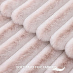 Pallene Faux Fur Plush Throw Pillow Covers 22x22 Set of 2, Luxury Soft Fluffy Striped Decorative Pillow Covers for Sofa, Couch, Living Room, Ombre Pink