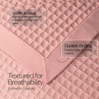 Salt Earth GOTS Certified 100% Organic Cotton Throw Blanket, 108"x90" Waffle Blankets & Throws for Bed, Throw Blanket for Couch, Cozy Christmas Blankets and Throws for Christmas Gifts (Misty Rose)