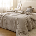 ROSGONIA Oversized King Comforter Oatmeal, 3pcs(1 Boho Comforter & 2 Pillowcases), Lightweight Oversized King Size Comforter Sets All Season Bedding