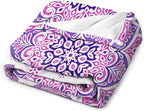 Boho Mandala Floral Throw Blanket Bohemian Hippie Flower Blanket for Sofa Bed Couch Chair Or Dorm 70"x80"