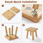 9 Inch Small Wooden Step Stool, multi-functional footstool, shoe changing stool, indoor plant stand, portable and sturdy, suitable for living room, kitchen, bedroom, bathroom (Natural wood color)