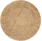 Unique Loom Braided Jute Collection Classic Quality Made Natural Hand Woven With Circle Swirl Details Area Rug (3' 3 x 3' 3 Round, Natural) - size: 3'3" (Round)