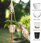 Hanging Planter for Indoor Plants, Colorful Macrame Plant Hanger with Tassel, Boho Wall Decor for Living Room Bedroom Office