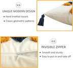 Merrycolor Boho Pillow Covers Modern Geometric Diamond Boho Pillows Decorative Throw Pillow Cases Yellow Blue Pink Soft Woven Tufted Pillow Cushion for Couch Sofa Bedroom