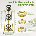 KMOTASUO 3 Tier Metal Plant Stand for Multiple Large Planters Indoor Outdoor Organizer, Heavy Duty Tall Flower Rack for Corner Patio Bathroom Office Corner, Modern Sturdy Vertical Iron Rack, Gold