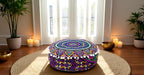 INDIAN CRAFT CASTLE ICC Floor Pillows & Cushion Covers Decorative Hippie Mandala Pouf Pillow Covers Seating Meditation Cushion Cover Large Boho Ottoman Case Pillowcase Couch New Pink, 24" Round