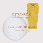 Velvet Floor Pillows Round Chair Cushion Couch Throw Pillow Soft Pouf Seat Mattress Bean Bag for Reading Nook Play Room (25.6IN, Yellow)
