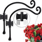 RTZEN Plant Hangers Outdoor or Indoor - Wrought Iron Metal Hanger Indoor Hook - Heavy Duty Wall Bracket Hooks for Hanging Plants Baskets Lanterns Wind Chimes - 2 Pack (Black Axe-Shape Hooks)