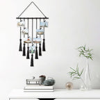 Mkono Teen Girl Room Decor Boho Macrame Hanging Photo Display, Pictures Cards Holder Wall Art for Bedroom Livingroom Dorm Home Teens Women Christmas Birthday Gift, with 25 Wood Clips, 27" L x 16.5''W