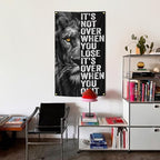 Inspirational Lion Tapestry 3x5FT, Positive Energy Aesthetic Wall Art for Office, Bedroom, Living Room, Study Room, Children's Room Decor, Motivational Quote Poster Wall Hanging