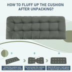 downluxe Outdoor Bench Cushion for Patio Furniture, Waterproof Tufted Overstuffed Porch Swing Cushions, Thick Outdoor Loveseat Cushions, 59" x 18" x 5", Dark Grey, Set of 1