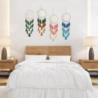 Artilady Macrame Dream Catchers for Bedroom - Tassel Wall Hanging Handmade Dreamcatchers Home Decor with Tassel Feather Ornament Craft Blessing Gift (Green Mix)