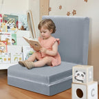 MeMoreCool Foldable Floor Cushion Kids Trifold Play Mat, Kids Folding Seat Pad Portable Lounger, 63x26 Inch Grey