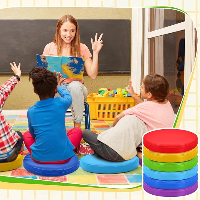 Juexica 6 Pcs Extra Thick Flexible Seating Floor Cushions Assorted Colored Pillow Floor Cushions for Classroom Soft Flexible Seating for Kids Learning Sitting Daycare School Chair (Multicolor)