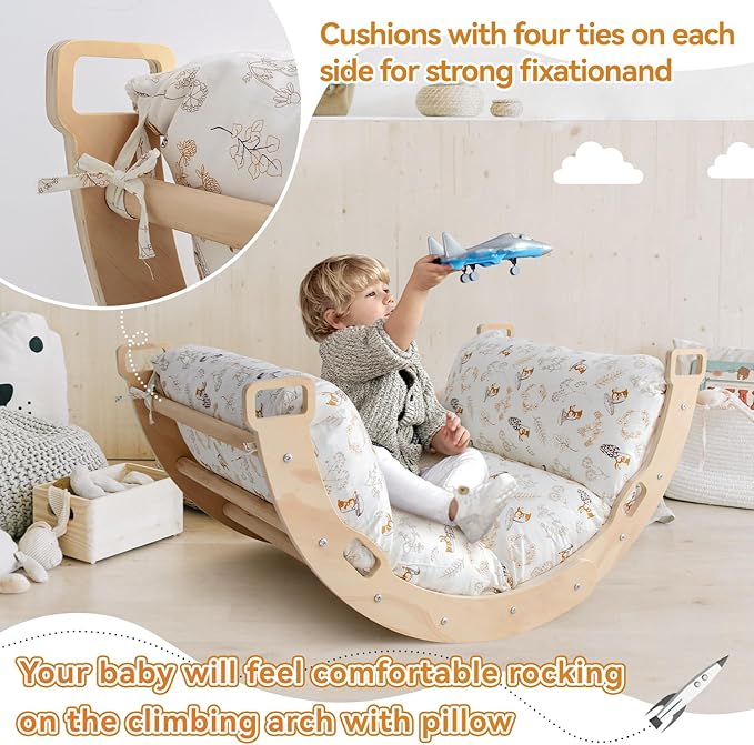 Cushion for Climbing Arch, Rocker Pillow for Toddlers Arch Climber, Floor Lounger Seats Pillow and Cover, Floor Pillow Toddler Nap Mat, Bed Floor Pillow for Kids Boys Girl Gift (Cushion for Rocker)