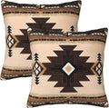 Western Aztec Throw Pillow Covers 16x16 Set of 2, Southwest Native American Brown Pillow Covers Outdoor Decorative Pillow Case for Couch Bed Sofa Cushion Home Decor