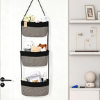 Hanging Basket, 3-Tier Wall Baskets, Over the Door Organizer with 4 Hooks, Hanging Baskets for Organizing, Woven Storage Basket Behind the Door for Nursery, Bedroom, Living Room, Kitchen