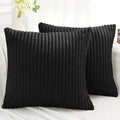 Simmore Decorative Spring Throw Pillow Covers 18x18 Set of 2, Soft Natural Plush Flannel Double-Sided Fluffy Couch Pillow Covers for Sofa Living Room, Black