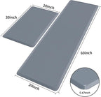 HappyTrends 2 PCS Kitchen Mat Cushioned Anti-Fatigue Floor Mat, Heavy Duty Ergonomic Comfort Foam Standing Mat, Waterproof Non-Slip Kitchen Rugs for Home, Office(20"x30"+20"x60",Grey)