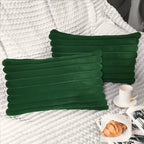 2 Pack 12x20 Pillow Cover Velvet Pillow Covers, Faux Fur Oblong Throw Pillow Covers for Living Room Decorations Throw Pillow Case, Throw Pillow Cover Cushion Cover for Sofa Bedroom Car, Dark Green