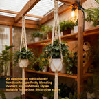 2Pcs 40inch Macrame Plant Hanger with 4 Hooks,Indoor Outdoor Hanging Planter for Plants Holder, Boho Home Decor Ivory