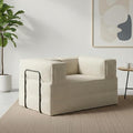 WLIVE 60'' Futon Sofa Bed, Convertible Sleeper Sofa, Folding Pull Out Couch Boneless Mattress with Fixed Frame, Corduroy, Greyish Beige