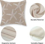 Brown Tan Starfish Pillow Covers 18x18 Inch Set of 2 Coastal Throw Pillows Summer Nautical Ocean Beach Theme Decorative Pillowcase Linen Outdoor Farmhouse Decor Cushion Case for Home Bedroom