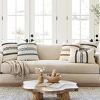 MIULEE Set of 2 Coastal Blue Boho Decorative Lumbar Pillow Covers 12x20 Inch Farmhouse Rustic Couch Throw Pillows Modern Summer Cushion Covers Retro Cute Macrame Woven Spring Decor for Bed Sofa Chair