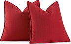 MIULEE Pack of 2 Red Decorative Pillow Covers 20x20 Inch Soft Chenille Luxurious Couch Throw Pillows Farmhouse Cushion Covers with Elegant Design for Sofa Bedroom Living Room Home Decor
