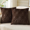 decorUhome Cozy Textured Throw Pillow Covers 18x18 Inch Set of 2, Soft Plush Faux Wool Dark Brown Accent Couch Pillow Covers for Modern Farmhouse Sofa Bed Living Room