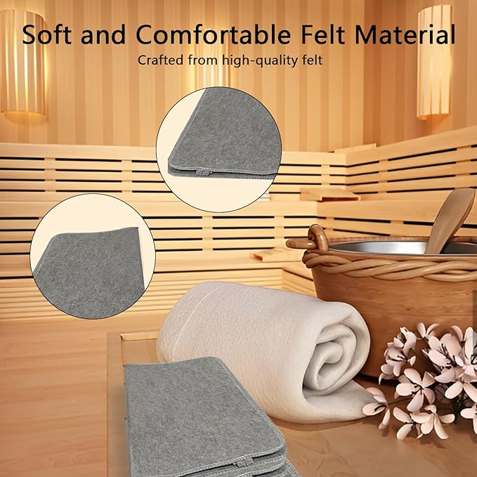 2Pcs Sauna Mat Felt Sauna Cushion – Absorbent and Heat Insulation Seat Mat for Inside Sauna Home Spa and Wellness Centers