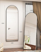 Antok 65" x22” Arched Full Length Floor Mirror, Black Aluminum Frame, Free Standing/Wall Mount/Leaning for Bedroom, Living Room, Dressing Room